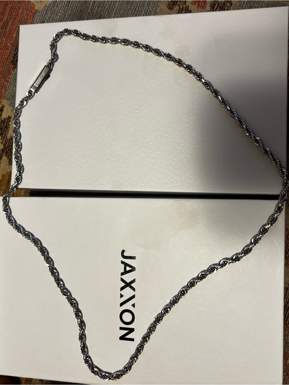 JAXXON Men's Silver Rope Chain Necklace - Picture 3 of 8